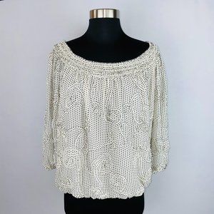 Studio M Raised Swirl Polka Dot Top L